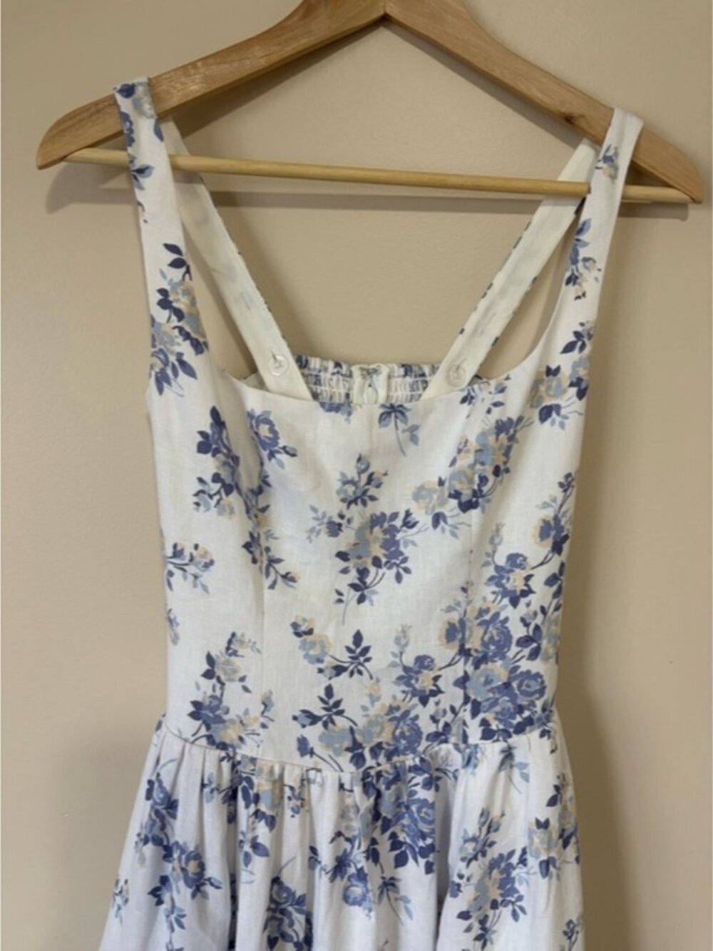NEW Reformation Janu Midi Linen Dress Lana Floral Blue White | US 0 / UK 4 - Picture 10 of 15